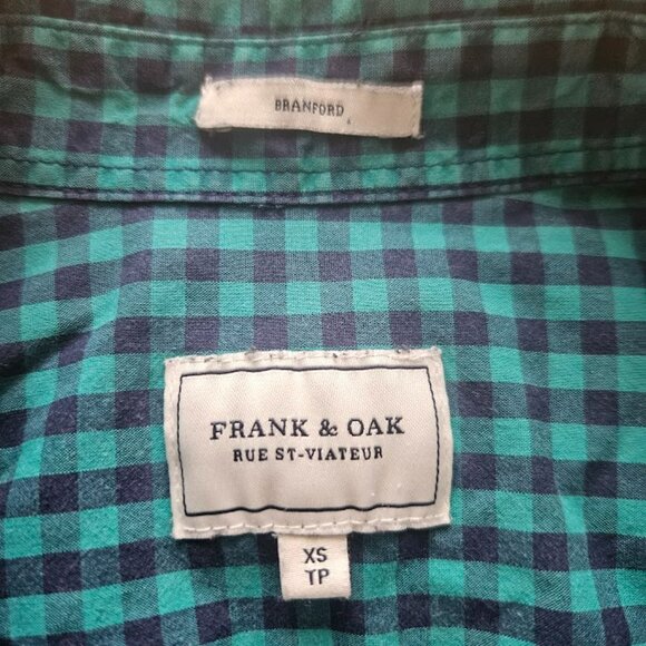 Frank & Oak blue gingham button down shirt XS slim fit mod 60's - Picture 3 of 3